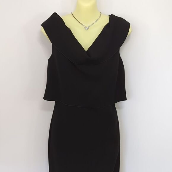 Escada Dress "Dayla" Black Sheath Attached Shrug Escada 38 NWT U.S.Sm - Picture 5 of 11
